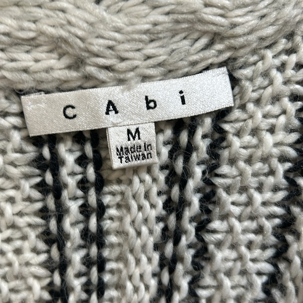 CAbi Black and White Striped Cardigan Sweater Size Medium - Picture 6 of 9